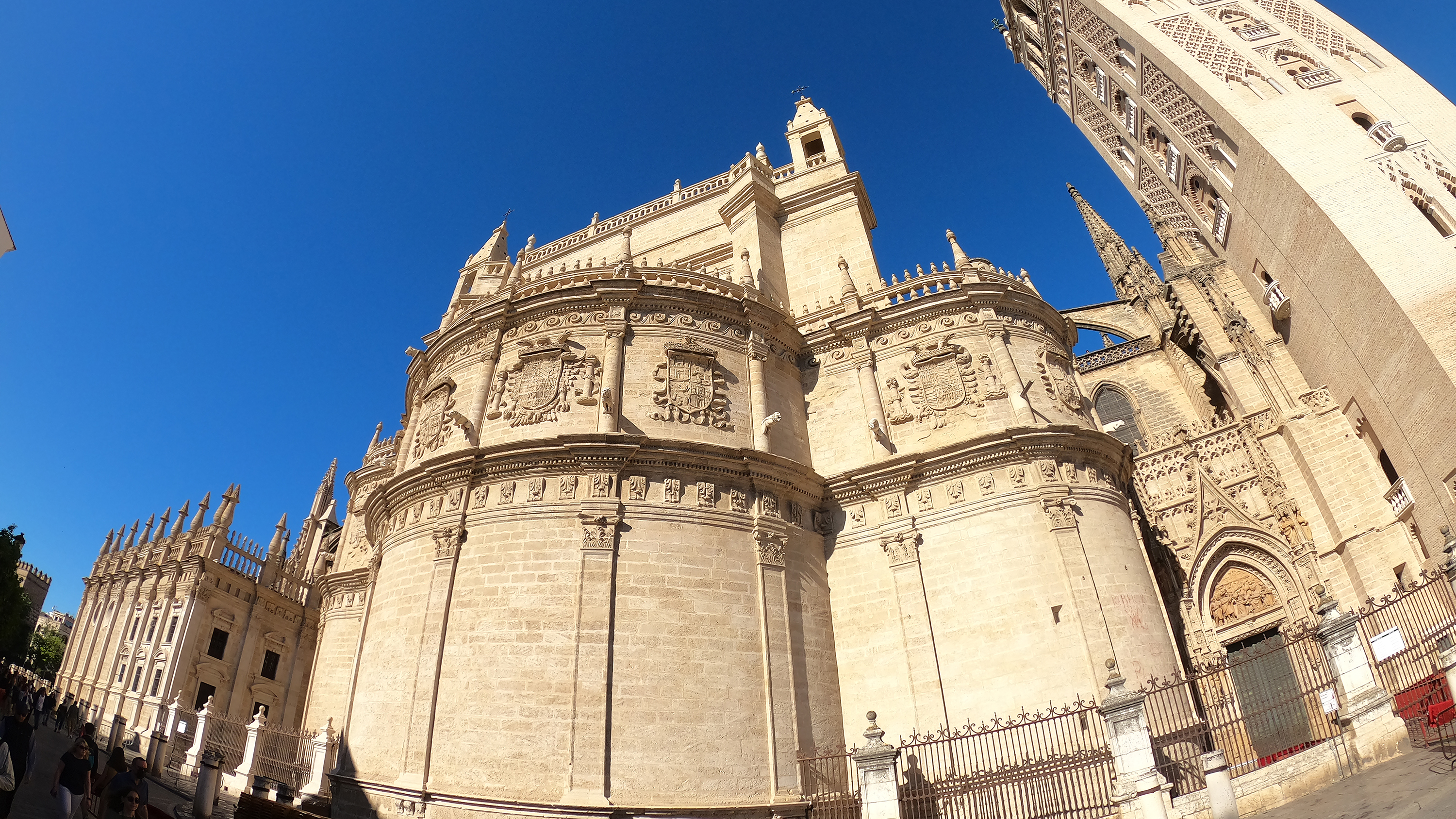 The majestic Seville Cathedral, which dates to back the 15th century, attracts thousands of visitors during Easter Week in Seville, Spain. Copyright / Credit: Sean Biffar.